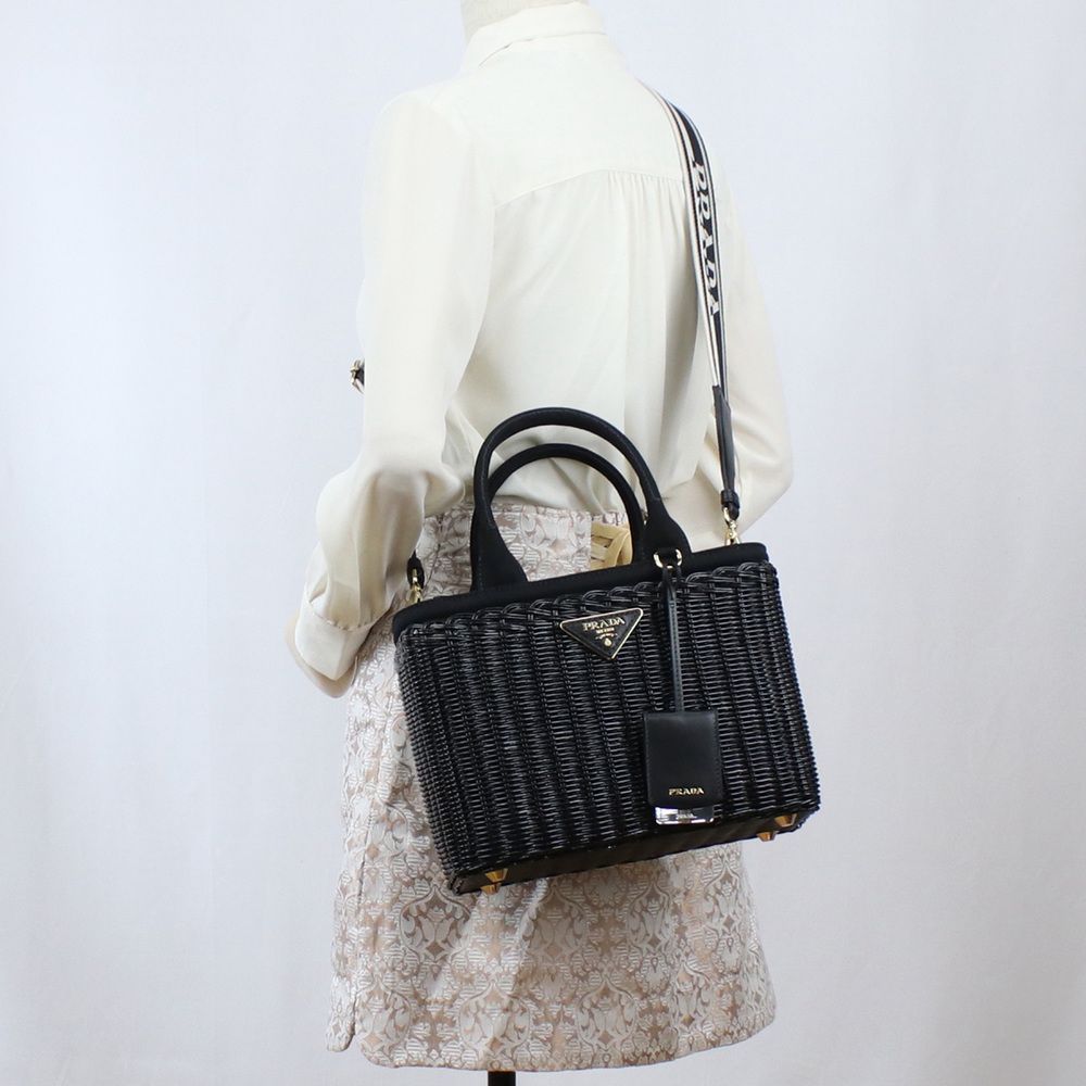 Prada Basket Bag Black Shoulder Bag - Picture 4 of 6